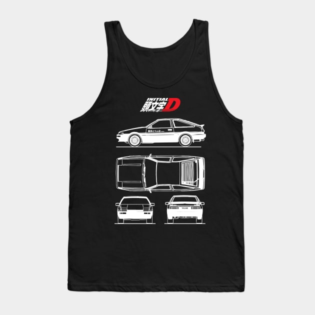 Initial D AE86 Toyota Trueno Blueprint Tank Top by Industree Designs